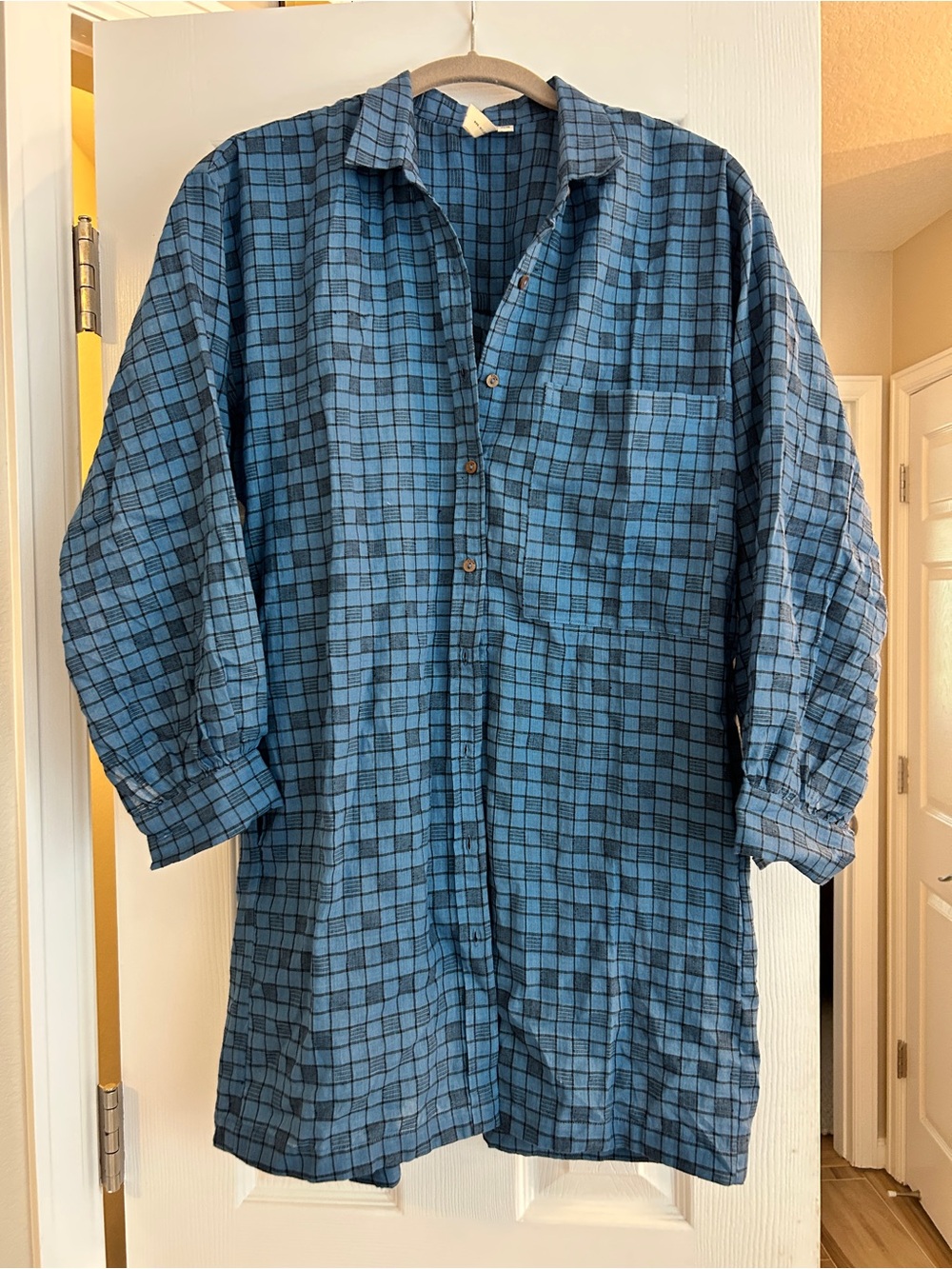 World of Crow Painters Smock in Blue Plaid
